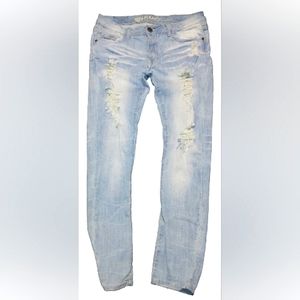 GUC Juniors MACHINE NOUVELLE MODE Light Wash destructed skinny Jeans☆Size 13 Jr